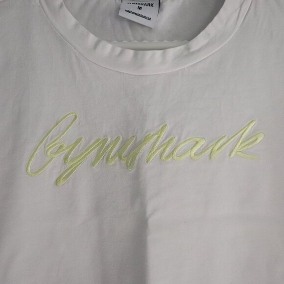Gymshark White Cropped Med Embroidered Graphic Casual Crew Neck Pullover T-Shirt - Picture 5 of 9